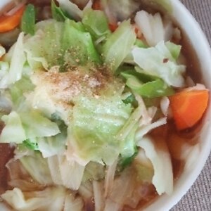 鍋１つで野菜たっぷり醤油ラーメン